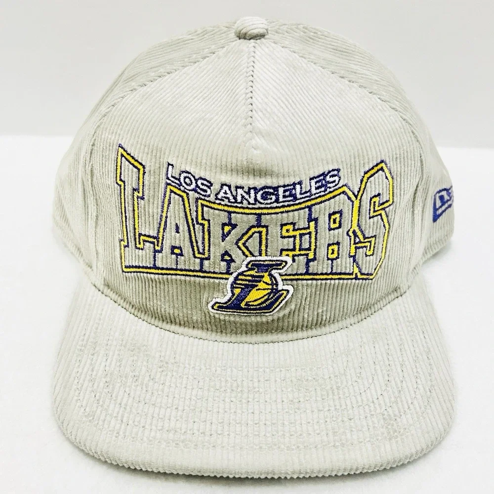 New Era Los Angeles Lakers Corduroy The Golfer Snapback Hat Cap Adjustable‎ Gray